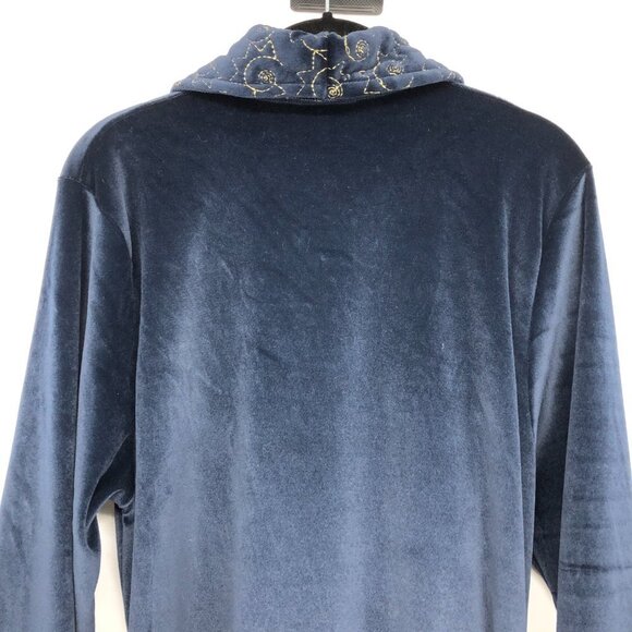 Vanity  Fair Navy Velvet Robe size 8 - Picture 11 of 16